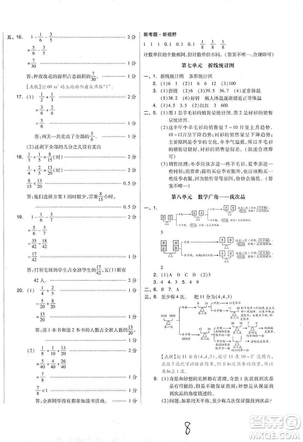 陽光出版社2021全品小復(fù)習(xí)五年級(jí)下冊(cè)數(shù)學(xué)人教版參考答案