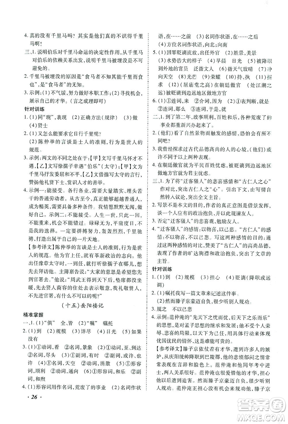 延邊教育出版社2021本土攻略精準(zhǔn)復(fù)習(xí)方案九年級(jí)語(yǔ)文下冊(cè)人教版答案