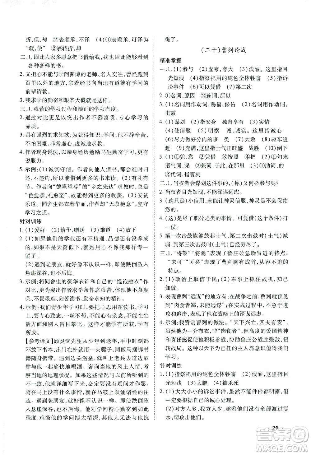 延邊教育出版社2021本土攻略精準(zhǔn)復(fù)習(xí)方案九年級(jí)語(yǔ)文下冊(cè)人教版答案