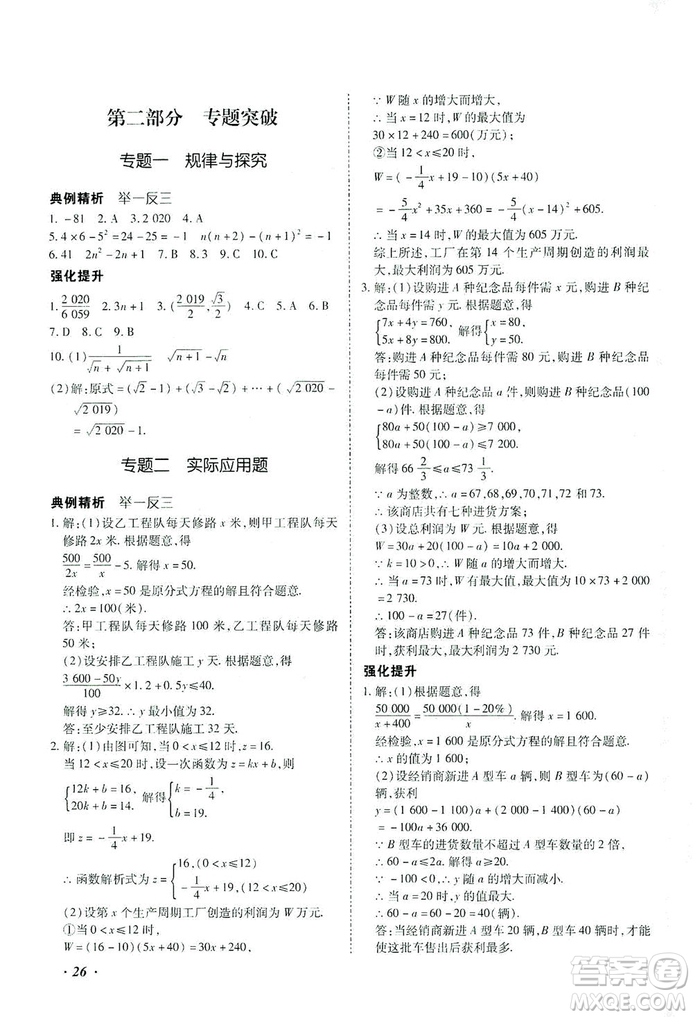 延邊教育出版社2021本土攻略精準(zhǔn)復(fù)習(xí)方案九年級數(shù)學(xué)下冊人教版答案
