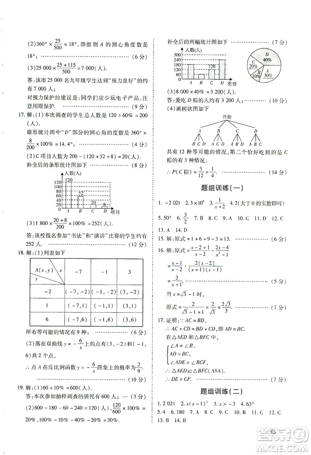 延邊教育出版社2021本土攻略精準(zhǔn)復(fù)習(xí)方案九年級數(shù)學(xué)下冊人教版答案