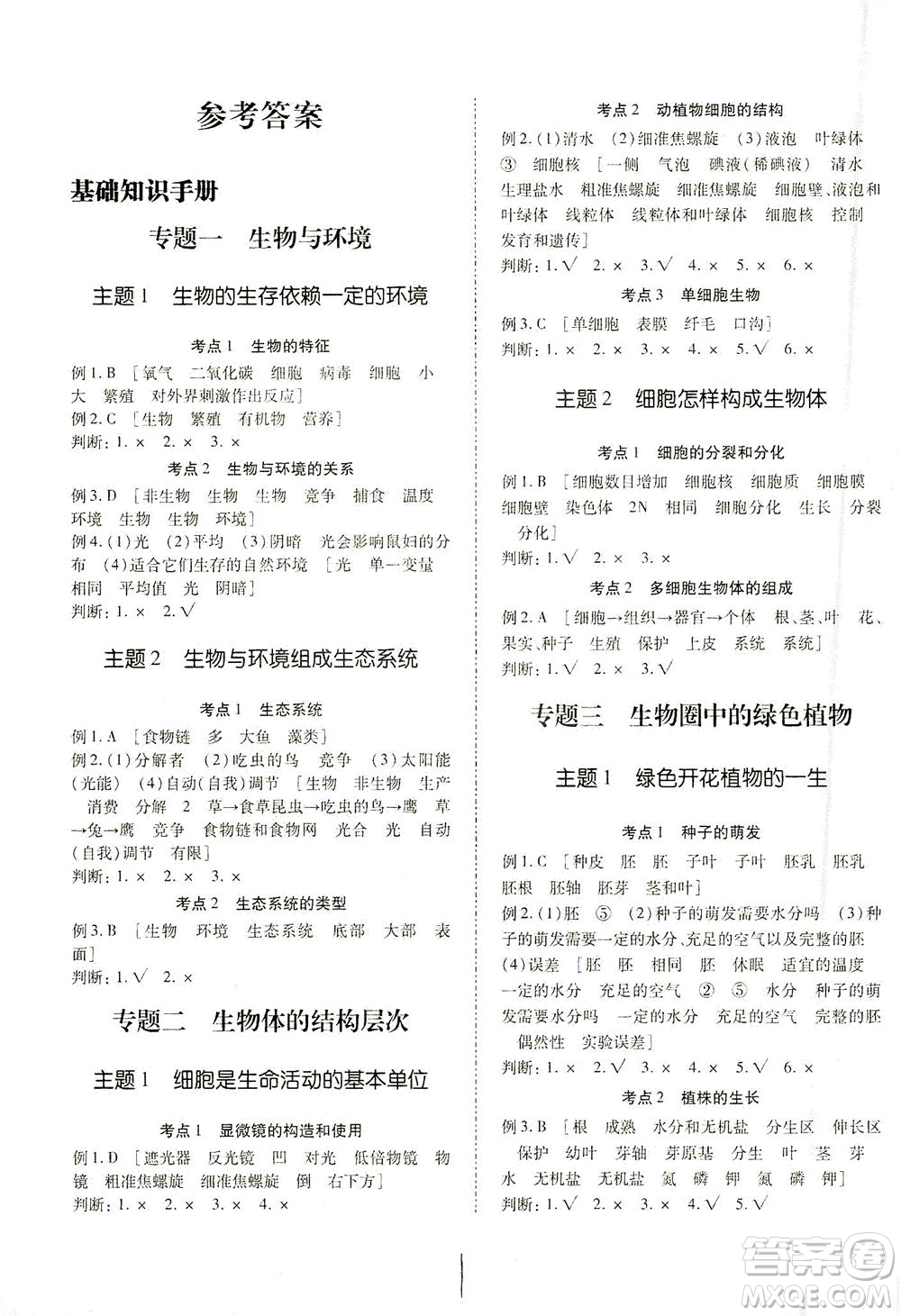 延邊教育出版社2021本土攻略精準復(fù)習(xí)方案八年級生物下冊人教版云南專版答案