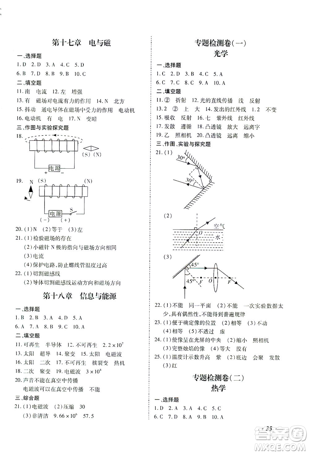 延邊教育出版社2021本土攻略精準(zhǔn)復(fù)習(xí)方案九年級物理下冊人教版云南專版答案