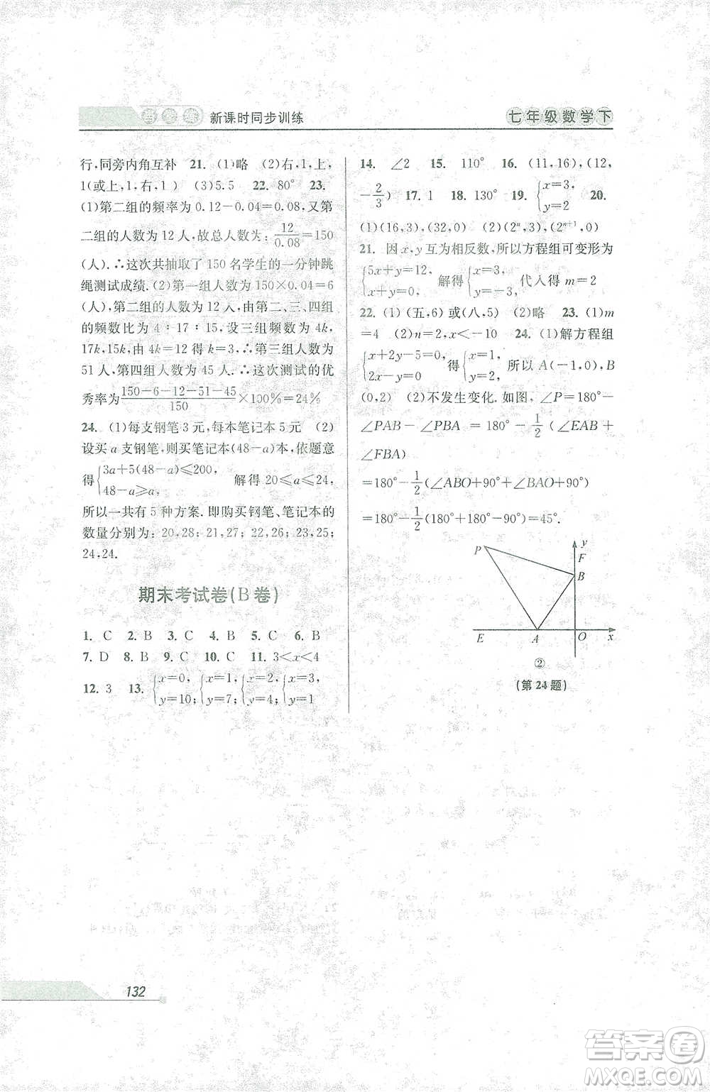 開(kāi)明出版社2021當(dāng)堂練新課時(shí)同步訓(xùn)練七年級(jí)下冊(cè)數(shù)學(xué)人教版參考答案