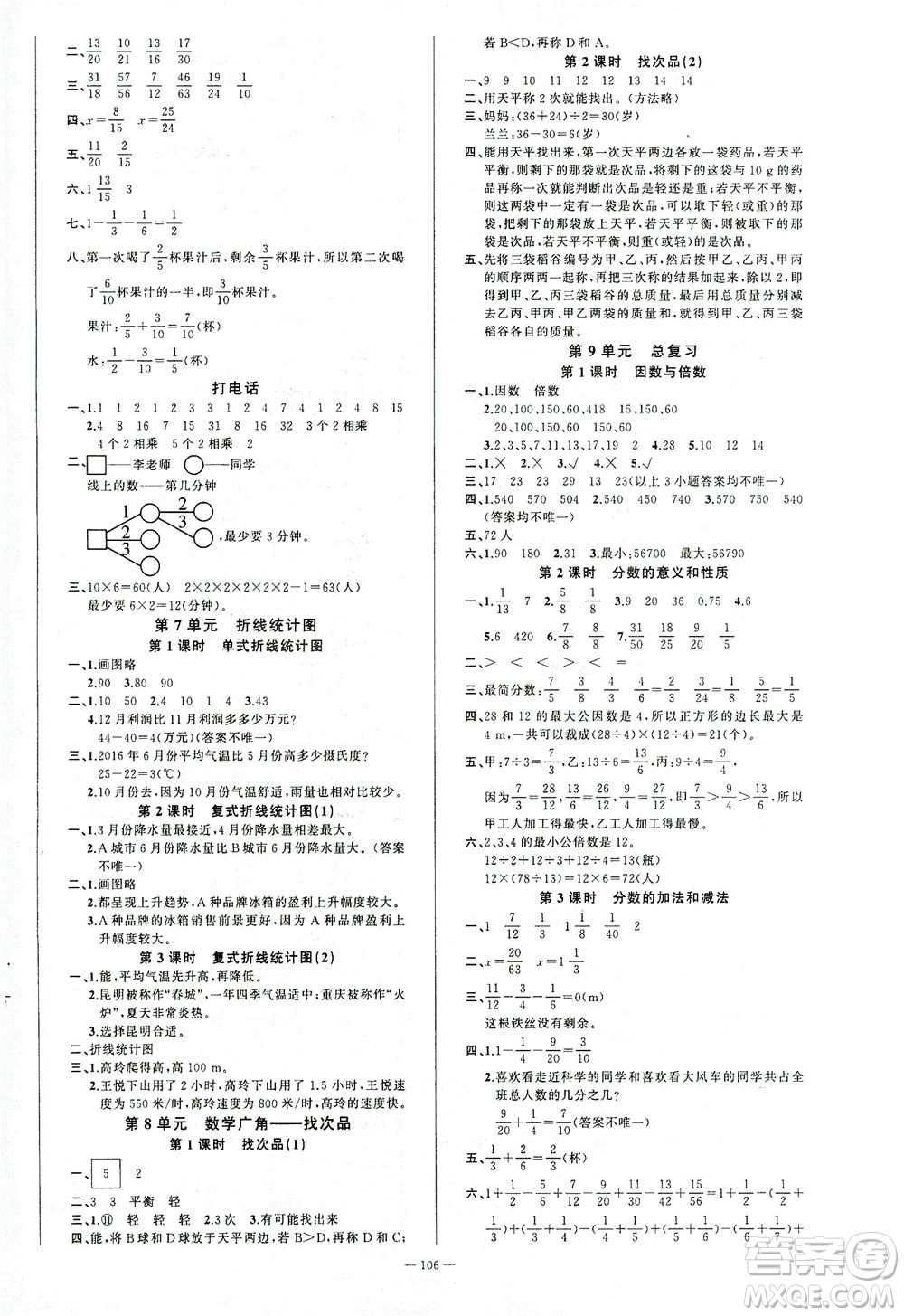 云南美術(shù)出版社2021學(xué)生課程精巧訓(xùn)練數(shù)學(xué)五年級(jí)下冊(cè)RJ人教版答案