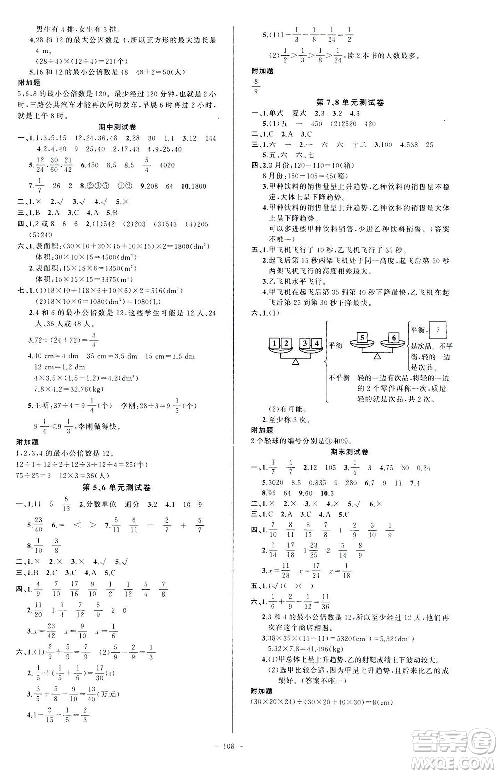 云南美術(shù)出版社2021學(xué)生課程精巧訓(xùn)練數(shù)學(xué)五年級(jí)下冊(cè)RJ人教版答案