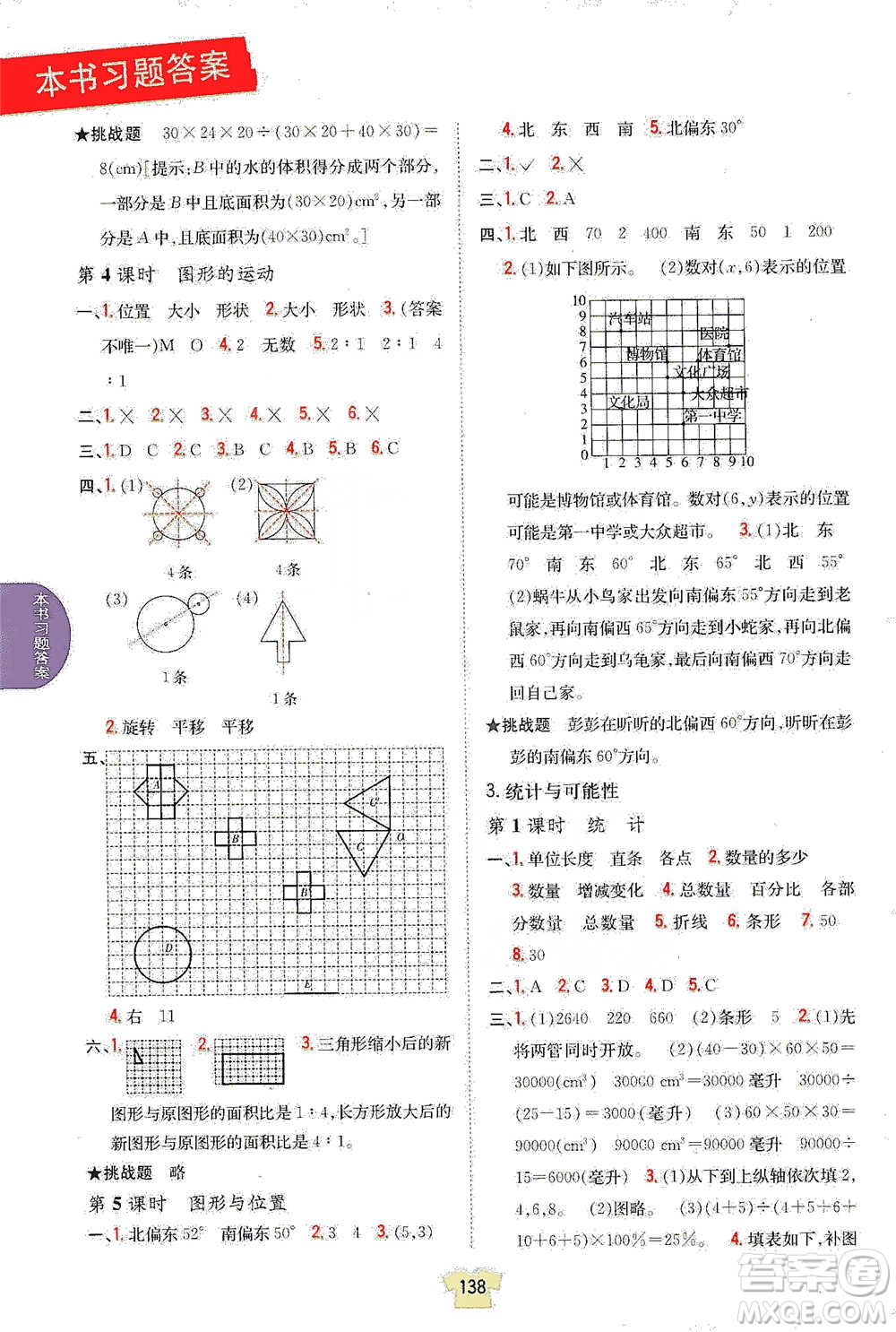 吉林人民出版社2021小學(xué)教材完全解讀六年級下冊數(shù)學(xué)江蘇版參考答案