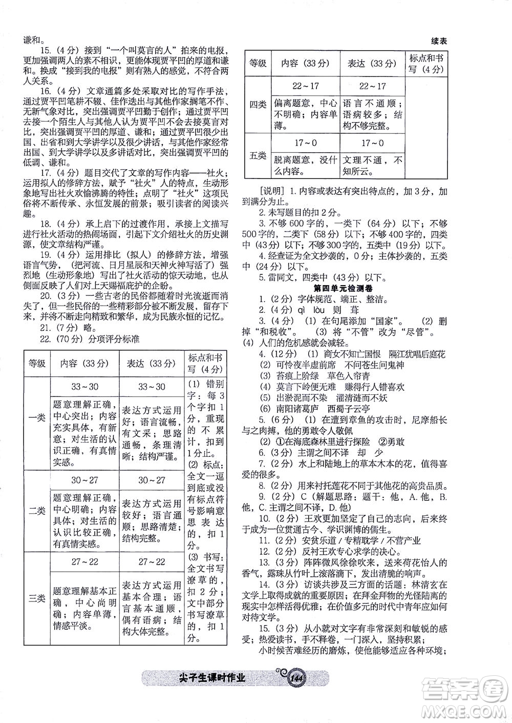 遼寧教育出版社2021尖子生課時作業(yè)七年級語文下冊人教版答案