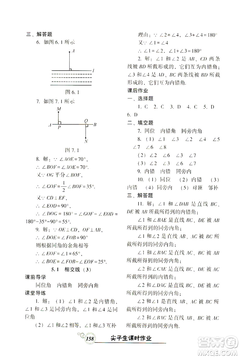遼寧教育出版社2021尖子生課時(shí)作業(yè)七年級數(shù)學(xué)下冊人教版答案