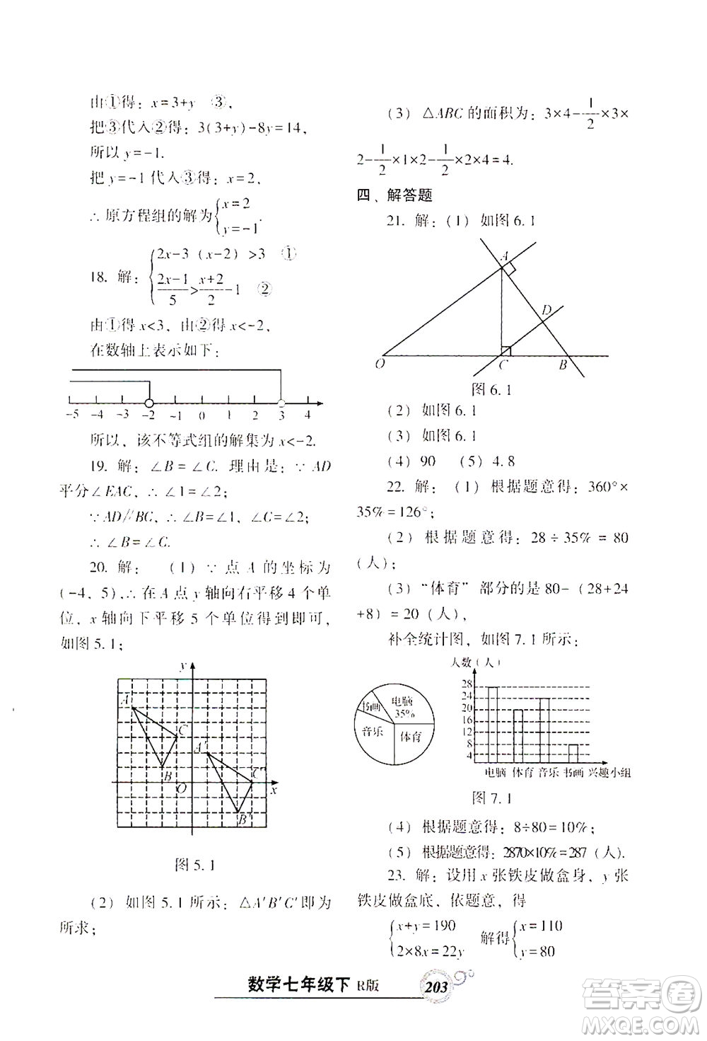 遼寧教育出版社2021尖子生課時(shí)作業(yè)七年級數(shù)學(xué)下冊人教版答案