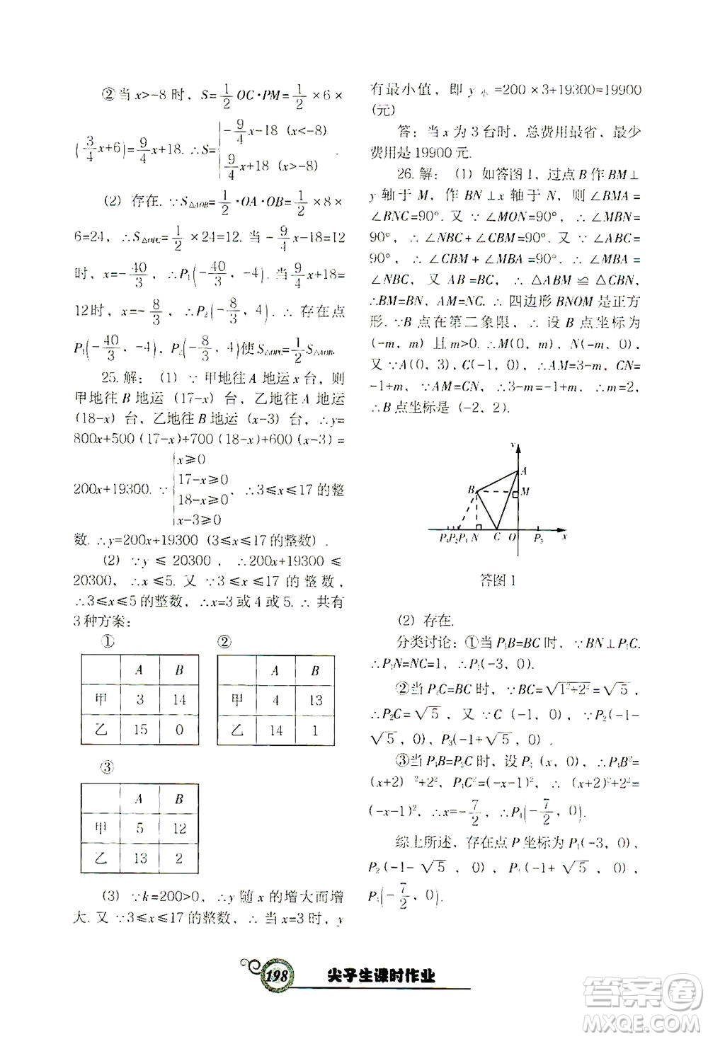 遼寧教育出版社2021尖子生課時作業(yè)八年級數(shù)學(xué)下冊人教版答案
