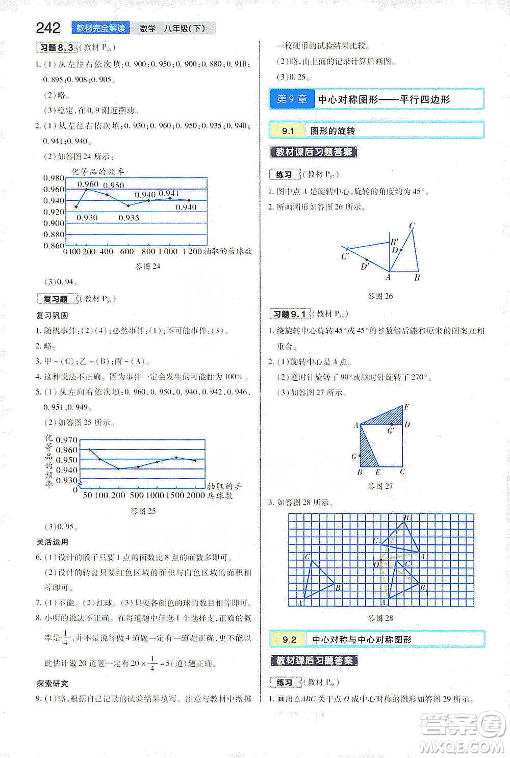 陜西師范大學(xué)出版總社2021初中教材完全解讀八年級(jí)下冊(cè)數(shù)學(xué)蘇科版參考答案