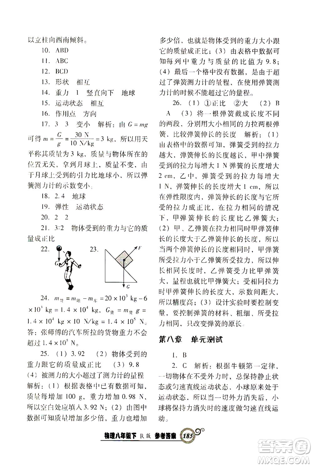 遼寧教育出版社2021尖子生課時作業(yè)八年級物理下冊人教版答案