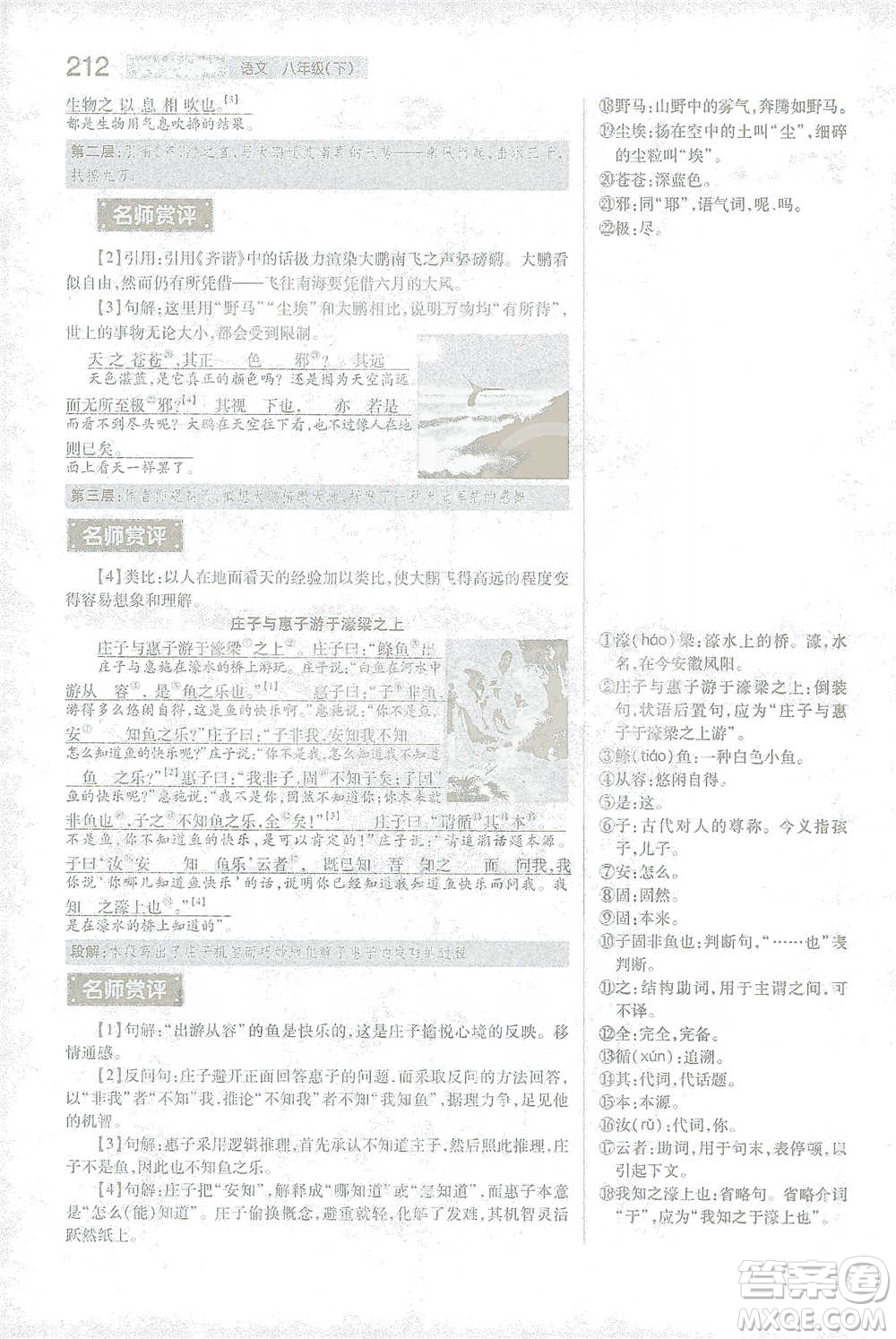 陜西師范大學出版總社2021初中教材完全解讀八年級下冊語文人教版參考答案