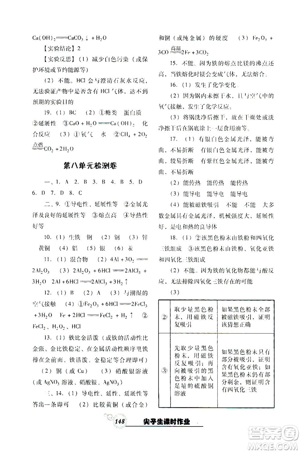 遼寧教育出版社2021尖子生課時(shí)作業(yè)九年級化學(xué)下冊人教版答案