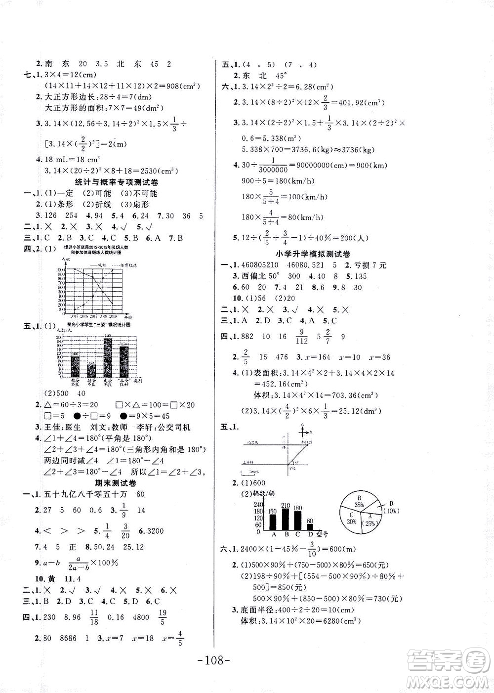 延邊大學出版社2021小狀元隨堂作業(yè)數(shù)學六年級下冊BS北師版答案