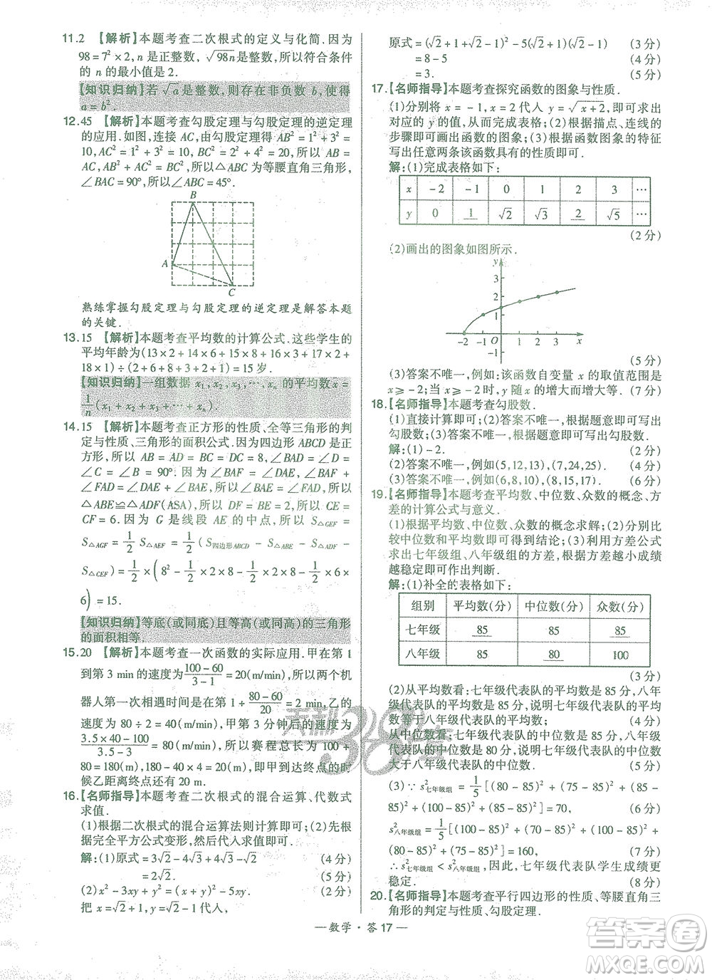 西藏人民出版社2021初中名校期末聯(lián)考測試卷數(shù)學八年級第二學期人教版答案