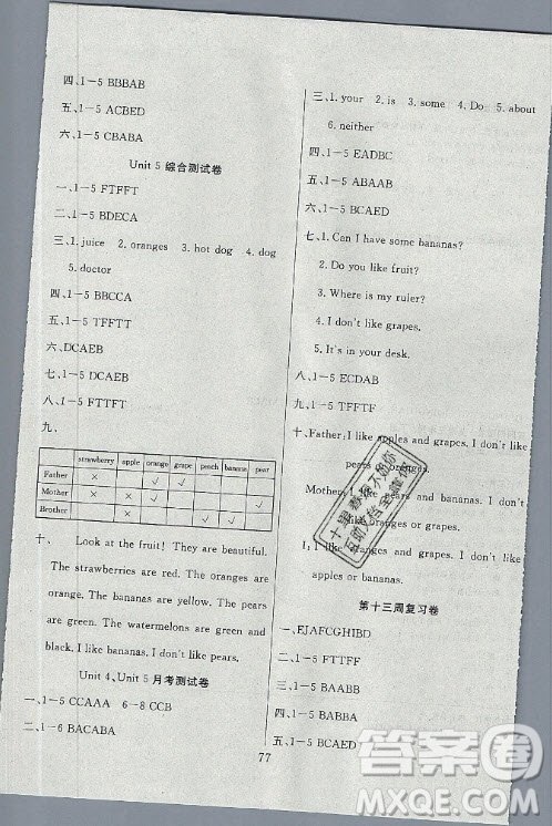首都師范大學(xué)出版社2021黃岡四清卷數(shù)學(xué)三年級(jí)下冊(cè)RJ人教版答案