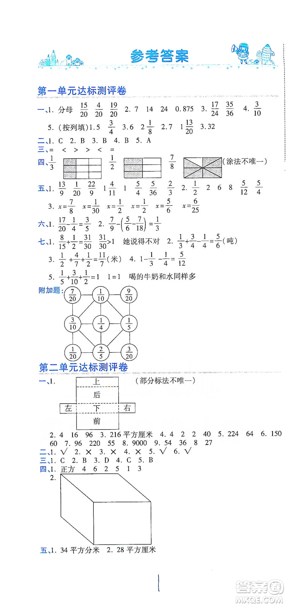 開明出版社2021期末100分沖刺卷五年級下冊數(shù)學(xué)北師版參考答案