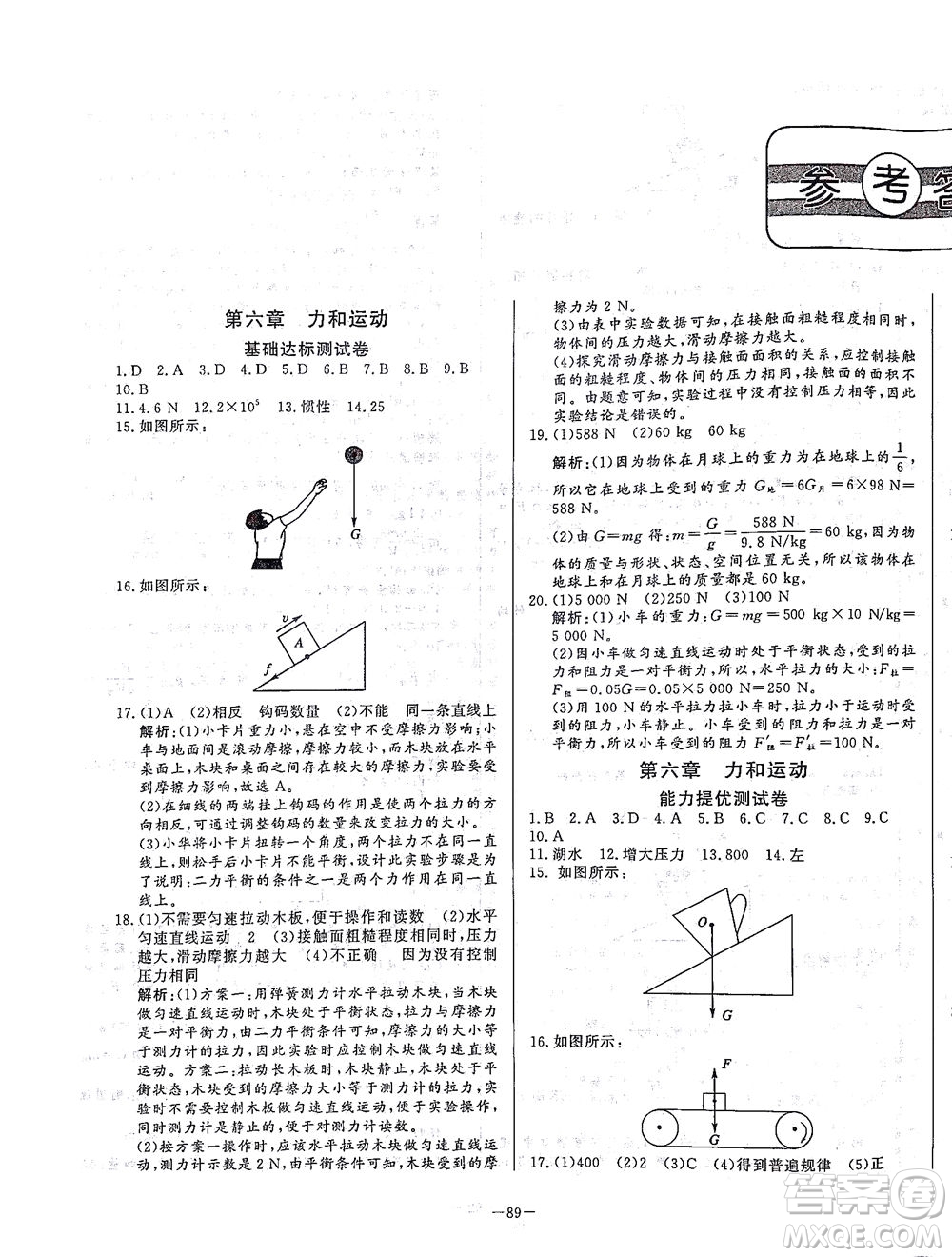 山東文藝出版社2021初中單元提優(yōu)測試卷八年級物理下冊魯教版五四學(xué)制答案