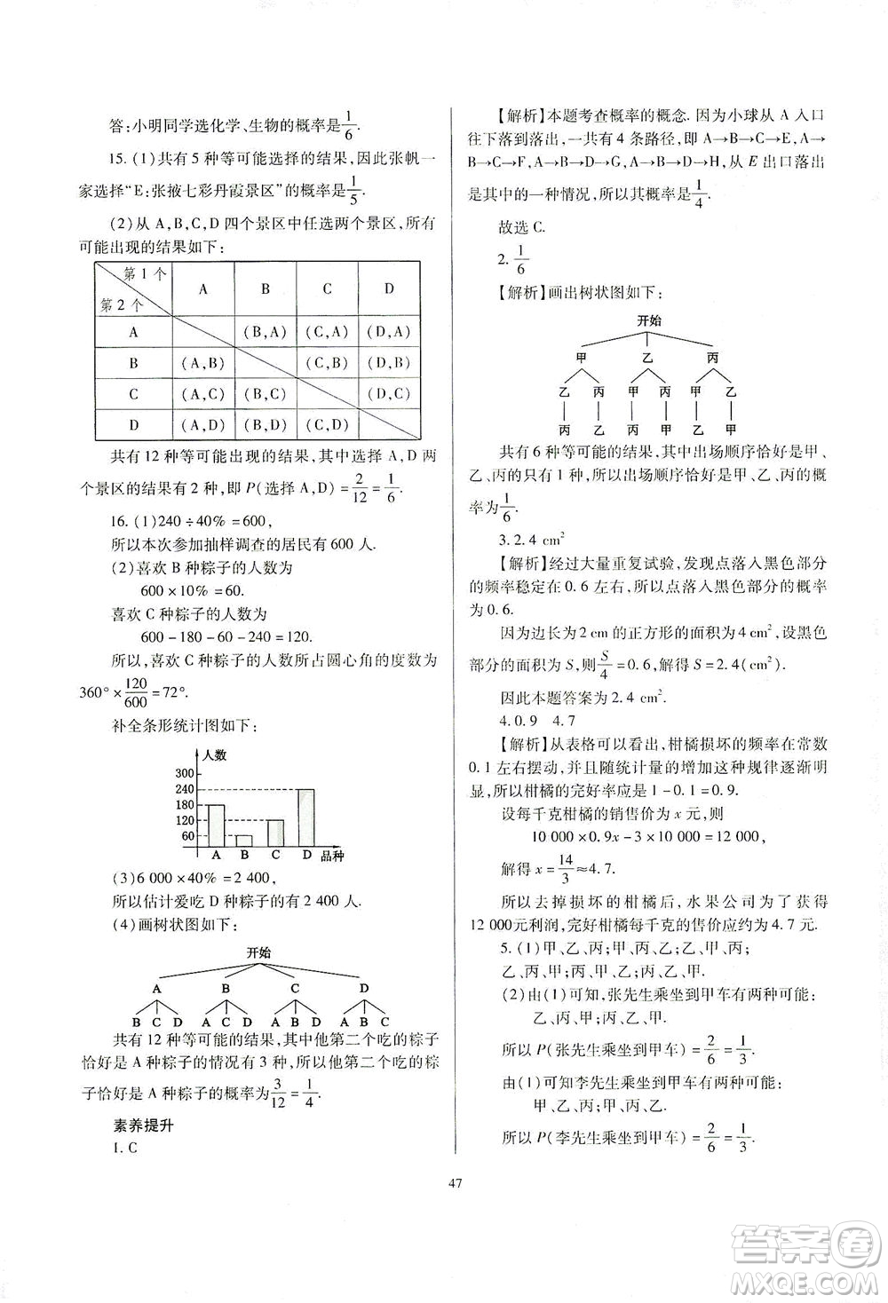 山西教育出版社2021山西省中考指導數(shù)學人教版答案