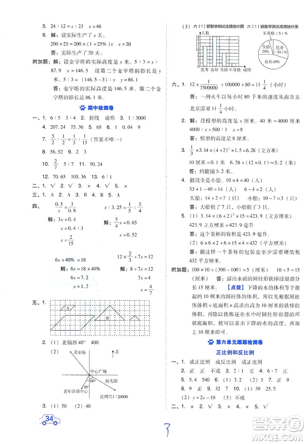 吉林教育出版社2021好卷數(shù)學(xué)六年級下冊SJ蘇教版答案
