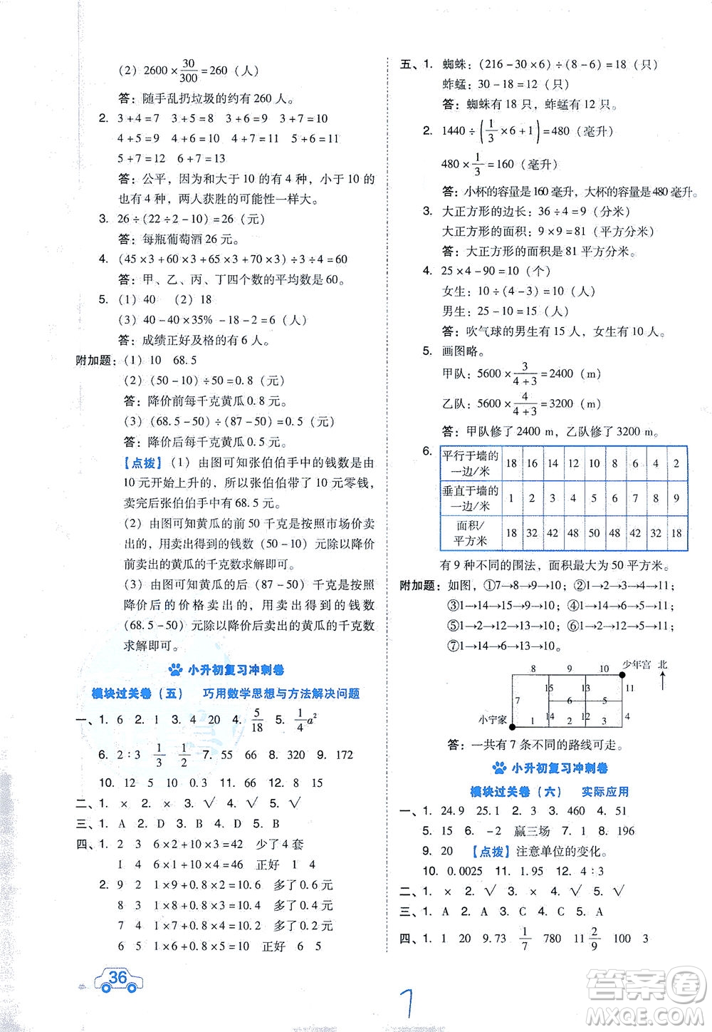 吉林教育出版社2021好卷數(shù)學(xué)六年級下冊SJ蘇教版答案