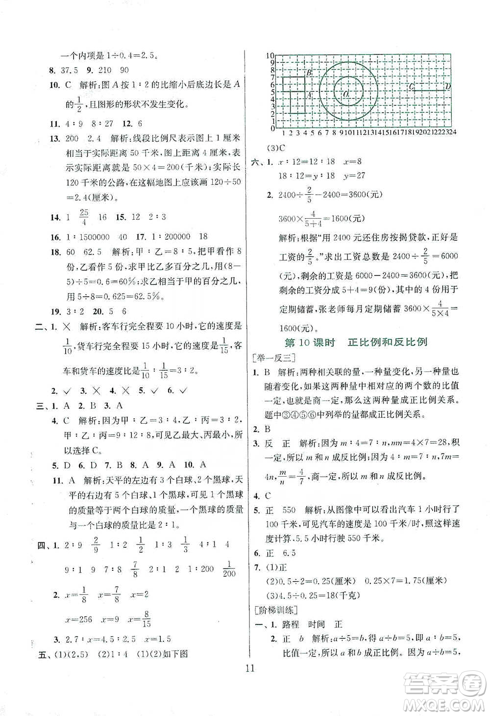 江蘇人民出版社2021實驗班小學畢業(yè)總復習數學參考答案