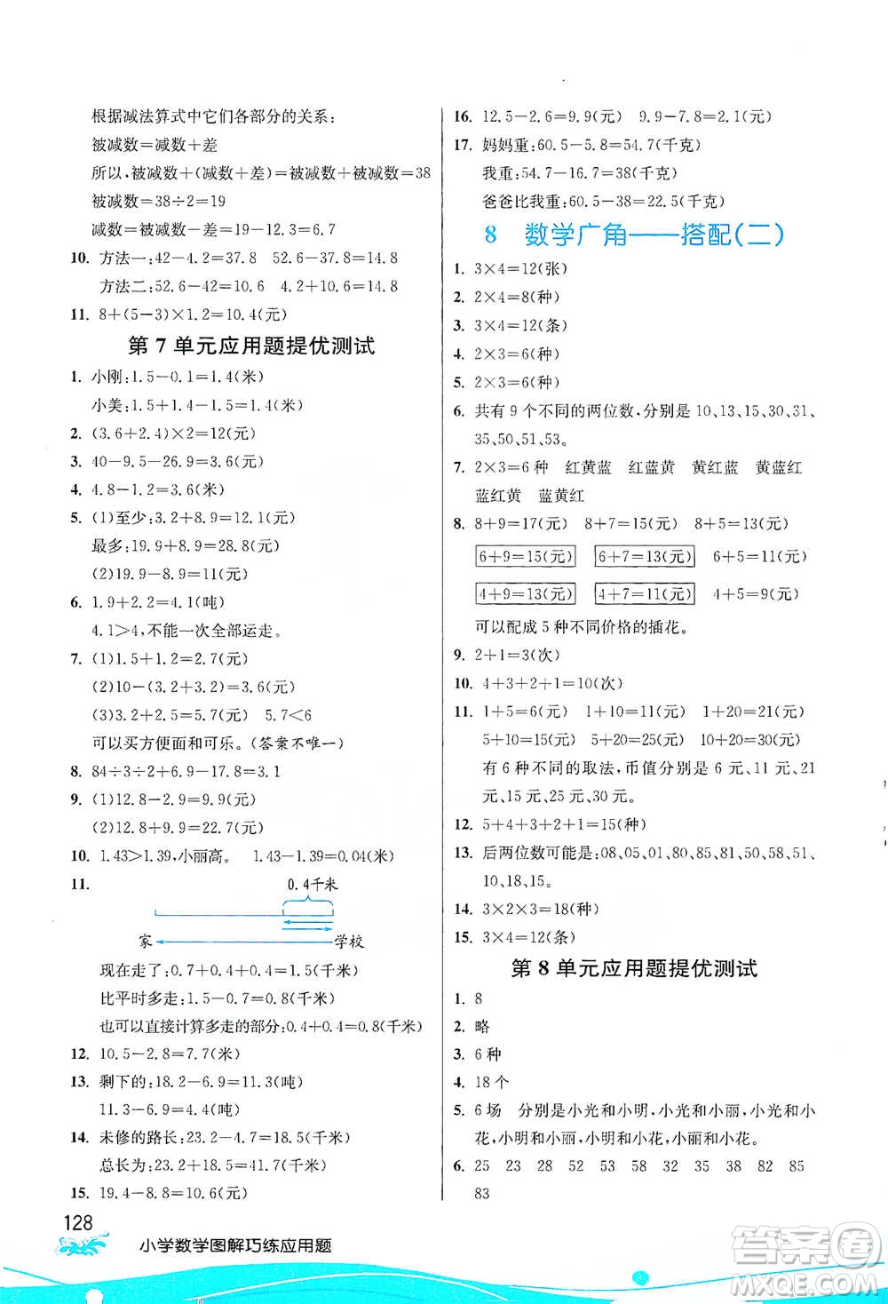 江蘇人民出版社2021小學(xué)數(shù)學(xué)圖解巧練應(yīng)用題三年級(jí)下冊(cè)人教版參考答案