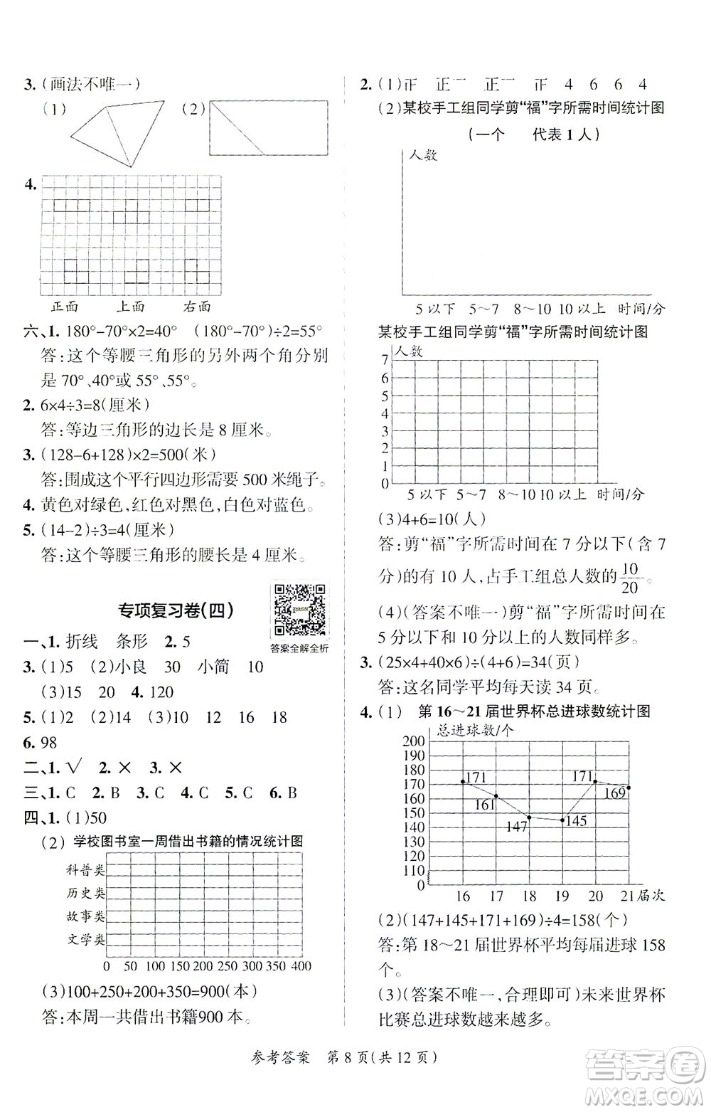 陜西師范大學(xué)出版總社有限公司2021小學(xué)學(xué)霸單元期末標準卷數(shù)學(xué)四年級下BS北師版答案