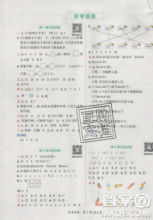 陜西師范大學出版總社有限公司2021小學學霸單元期末標準卷數(shù)學二年級下RJ人教版答案