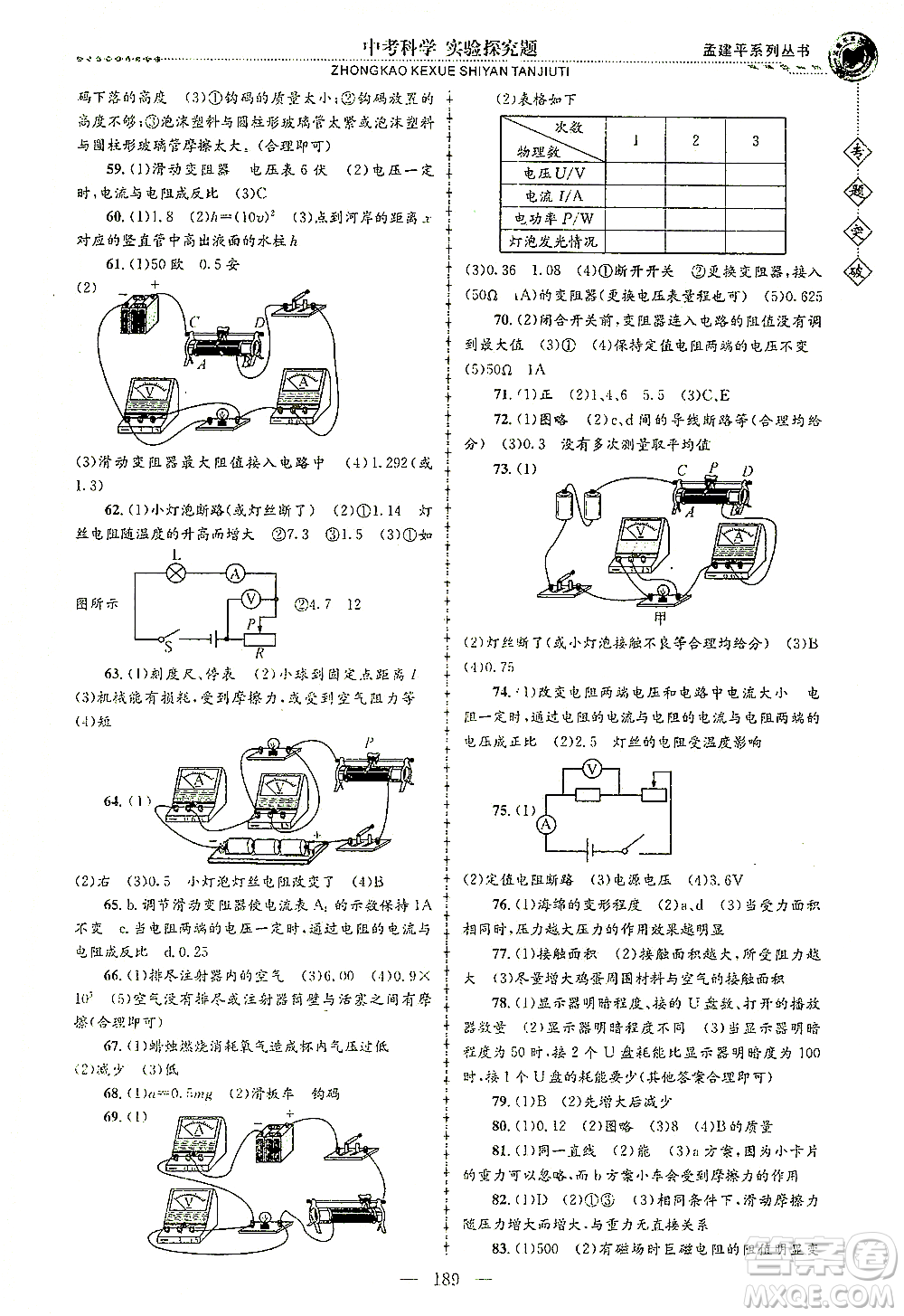 浙江工商大學(xué)出版社2021專題突破實驗探究題中考科學(xué)答案