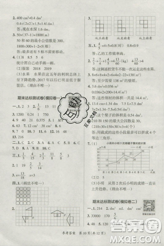 陜西師范大學(xué)出版總社有限公司2021小學(xué)學(xué)霸單元期末標(biāo)準(zhǔn)卷數(shù)學(xué)五年級(jí)下RJ人教版答案