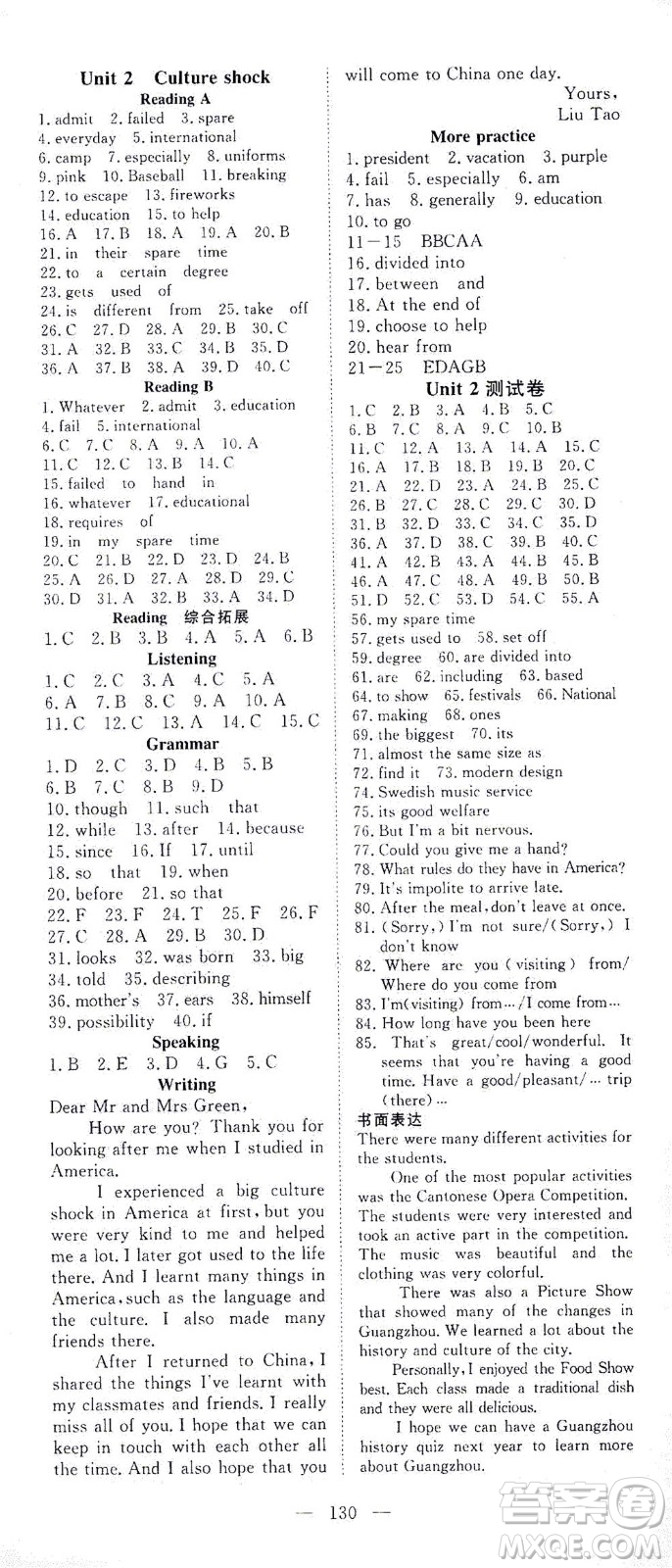 湖北科學(xué)技術(shù)出版社2021年351高效課堂導(dǎo)學(xué)案英語九年級下上海牛津版答案