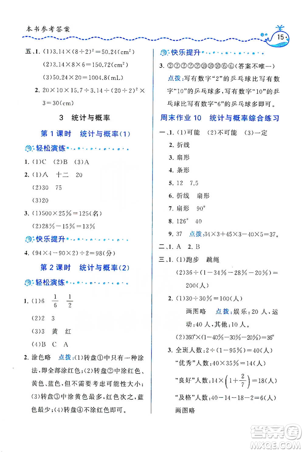 龍門書局2021三點(diǎn)一測(cè)快樂周計(jì)劃六年級(jí)下冊(cè)數(shù)學(xué)參考答案