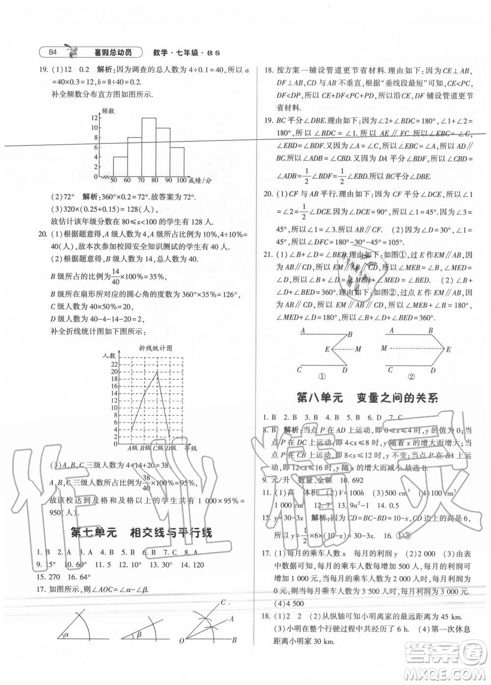 寧夏人民教育出版社2021經(jīng)綸學(xué)典暑假總動員數(shù)學(xué)七年級BS北師大版答案