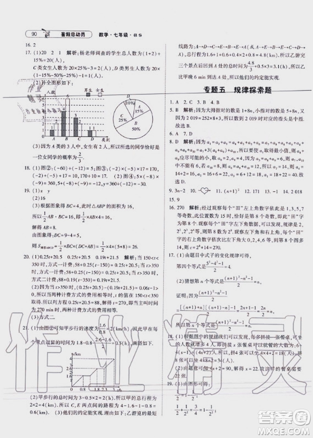 寧夏人民教育出版社2021經(jīng)綸學(xué)典暑假總動員數(shù)學(xué)七年級BS北師大版答案