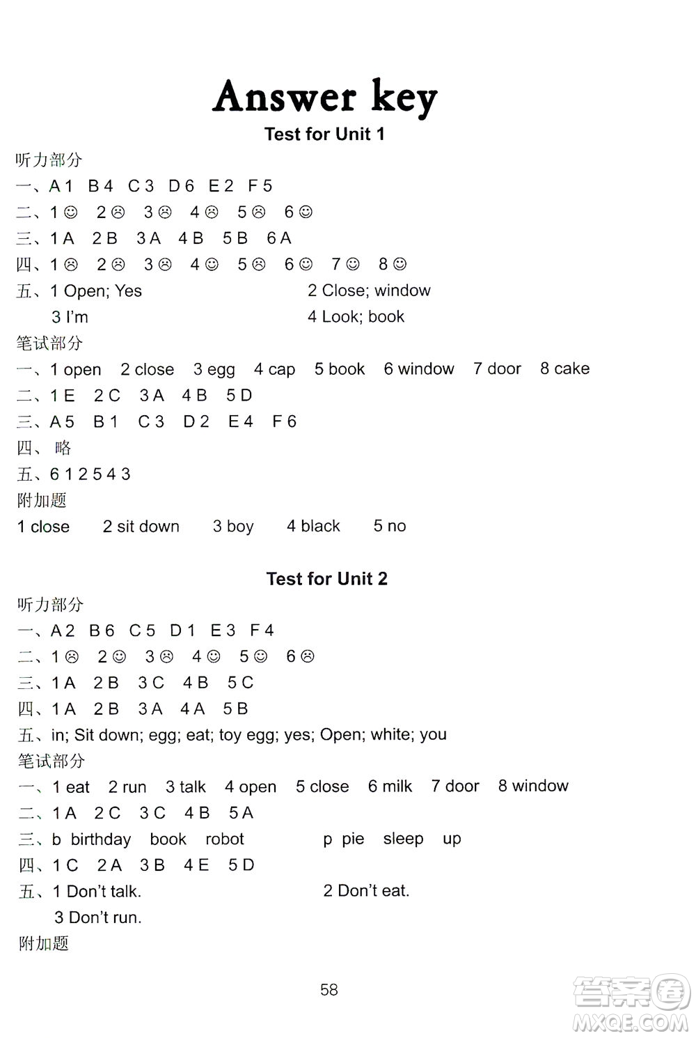 譯林出版社2021練習(xí)與測(cè)試三年級(jí)英語下冊(cè)譯林版答案