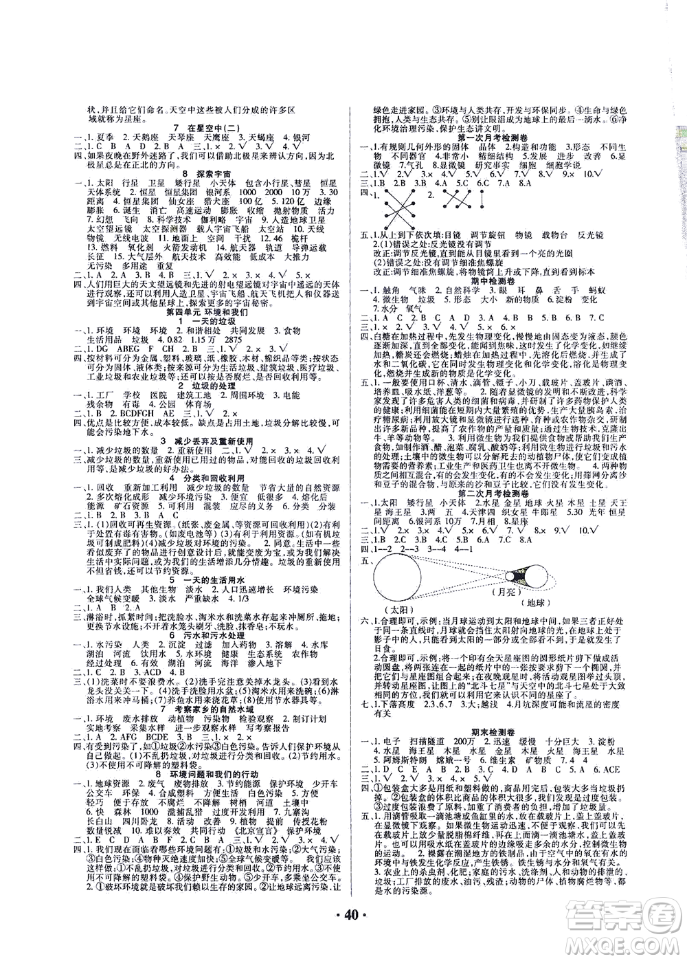 天津科學(xué)技術(shù)出版社2021一路菁英科學(xué)大全六年級下冊教科版答案