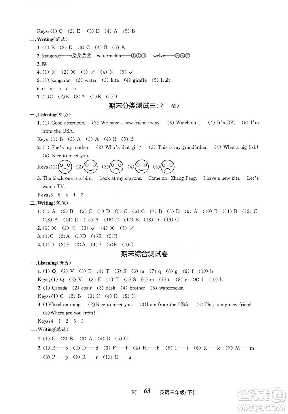 云南科技出版社2021創(chuàng)新成功學(xué)習(xí)同步導(dǎo)學(xué)三年級(jí)下冊(cè)英語人教版參考答案