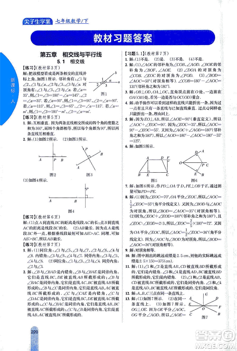吉林人民出版社2021尖子生學(xué)案數(shù)學(xué)七年級下新課標(biāo)人教版答案