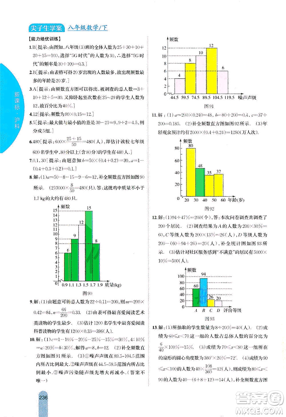 吉林人民出版社2021尖子生學(xué)案數(shù)學(xué)八年級下新課標(biāo)滬科版答案