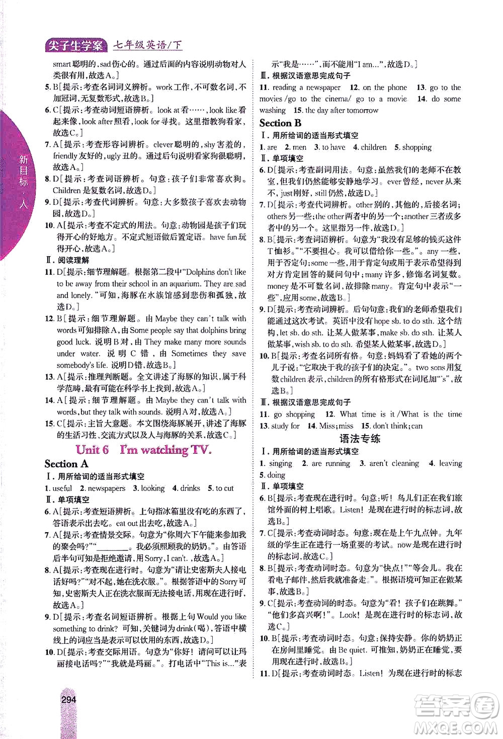 吉林人民出版社2021尖子生學(xué)案英語七年級下新課標(biāo)人教版答案