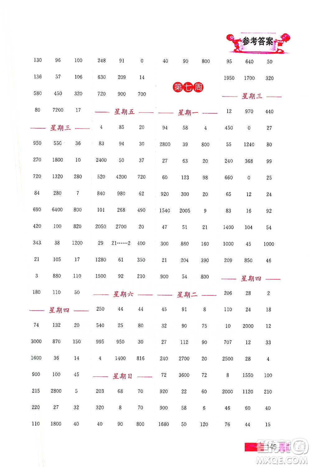 江蘇鳳凰美術(shù)出版社2021超能學(xué)典小學(xué)數(shù)學(xué)計(jì)算高手三年級(jí)下冊(cè)江蘇版參考答案