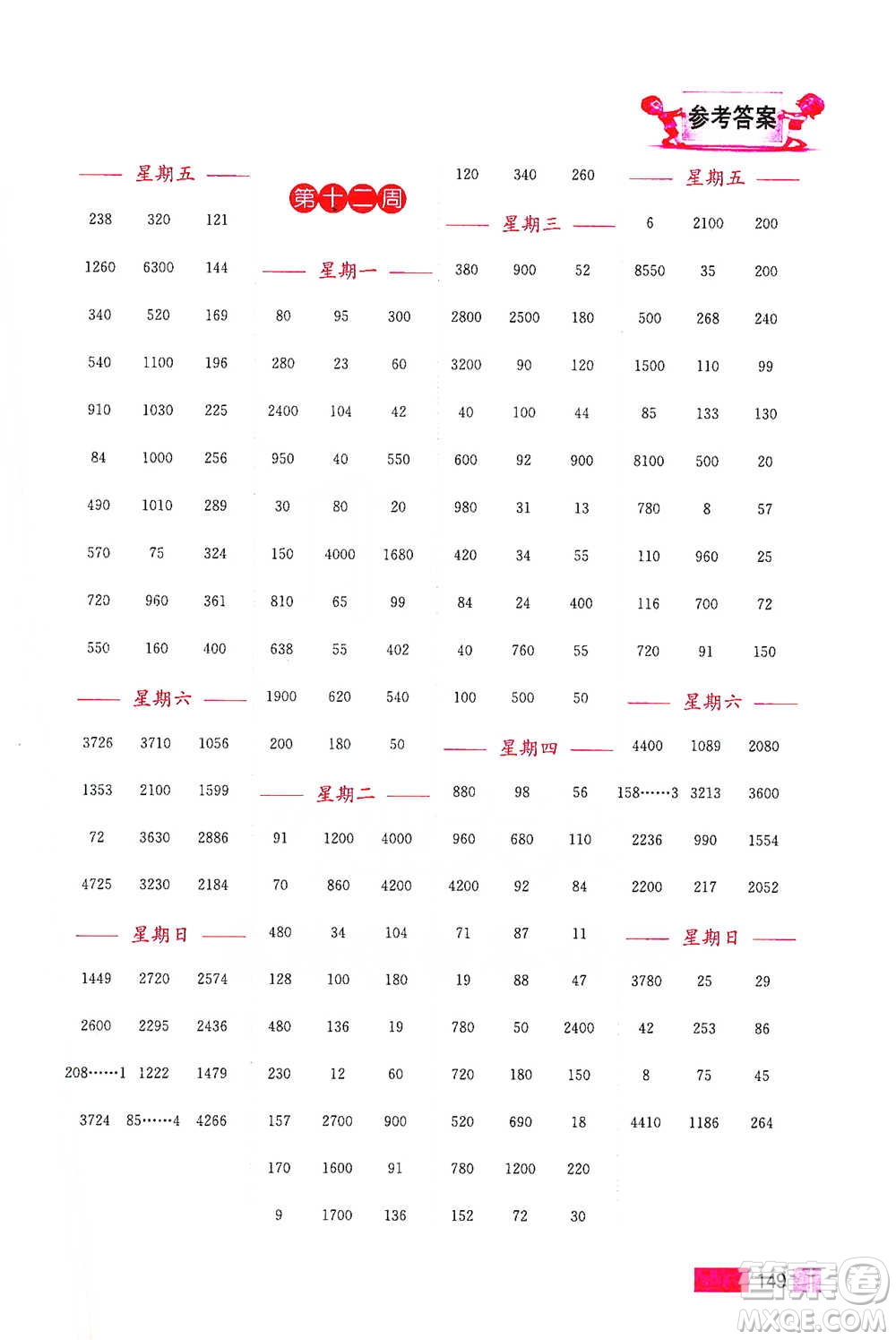 江蘇鳳凰美術(shù)出版社2021超能學(xué)典小學(xué)數(shù)學(xué)計(jì)算高手三年級(jí)下冊(cè)江蘇版參考答案