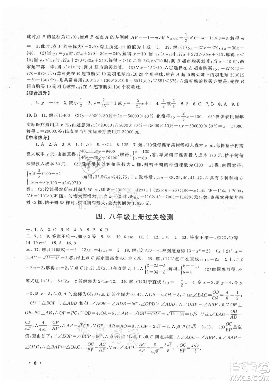 安徽人民出版社2021初中版暑假大串聯(lián)數(shù)學(xué)八年級(jí)江蘇科技教材適用答案