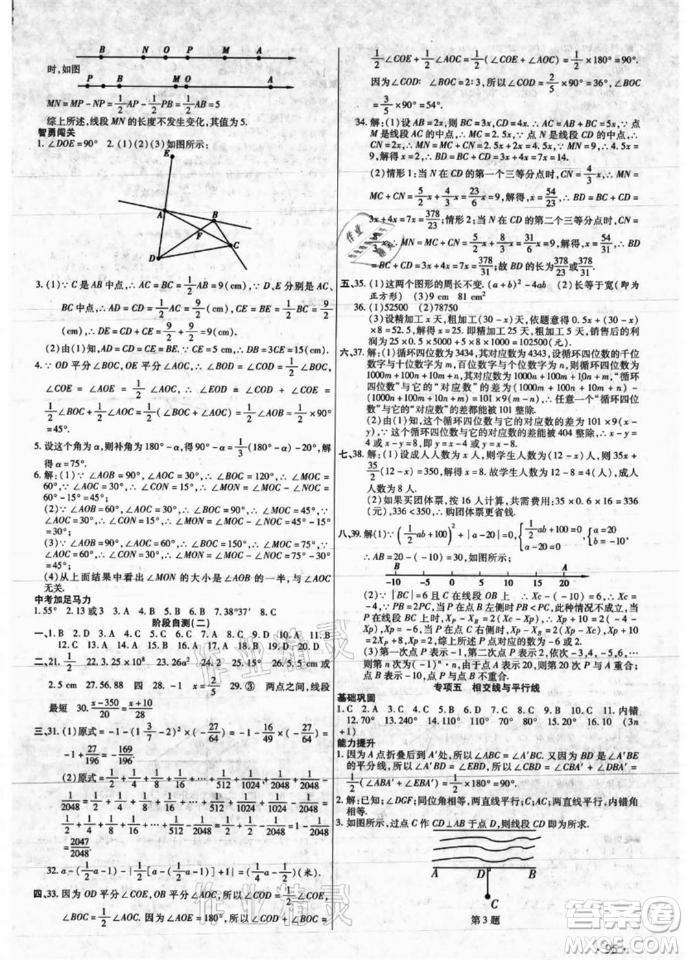 吉林教育出版社2021教材首選銜接教材年度復(fù)習(xí)七年級(jí)數(shù)學(xué)答案
