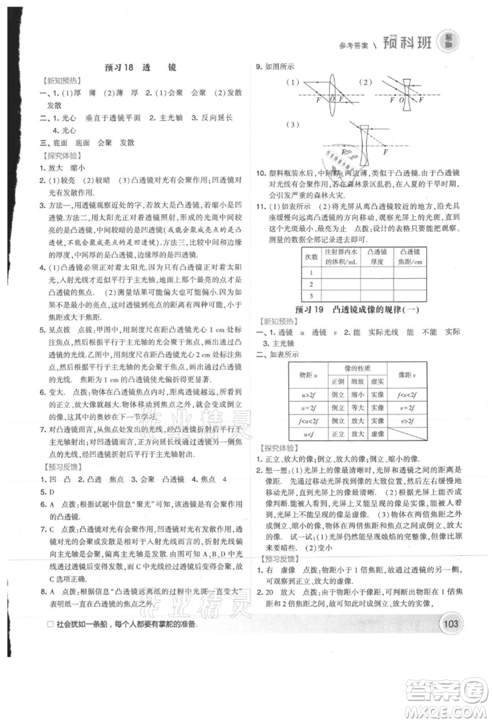 寧夏人民教育出版社2021經(jīng)綸學(xué)典暑期預(yù)科班七年級物理江蘇版參考答案