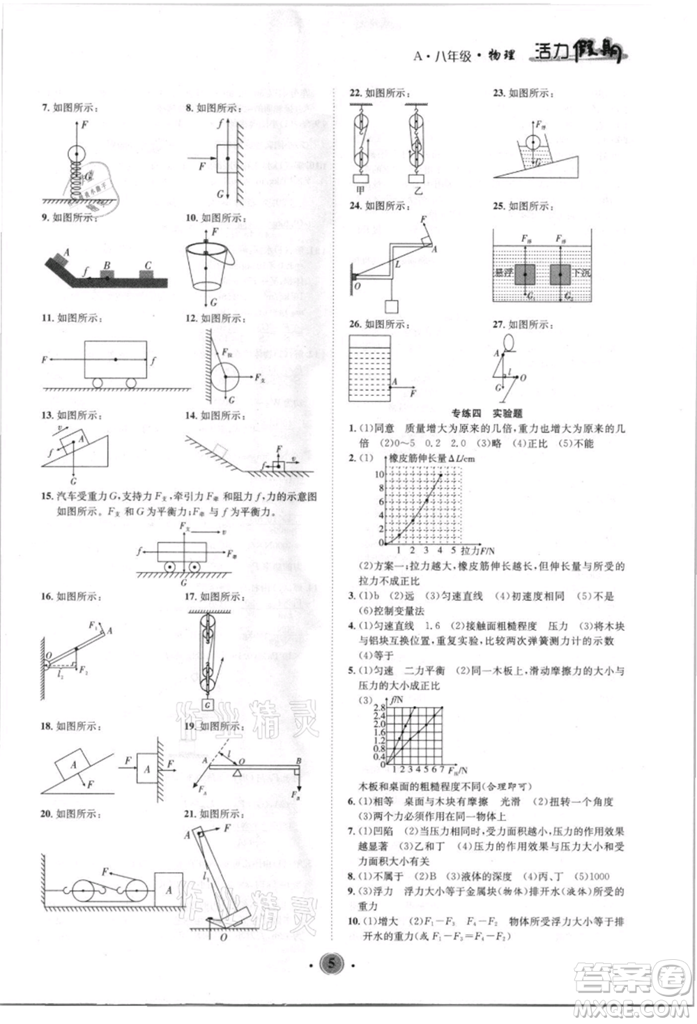 沈陽(yáng)出版社2021活力假期學(xué)期總復(fù)習(xí)八年級(jí)物理人教版參考答案