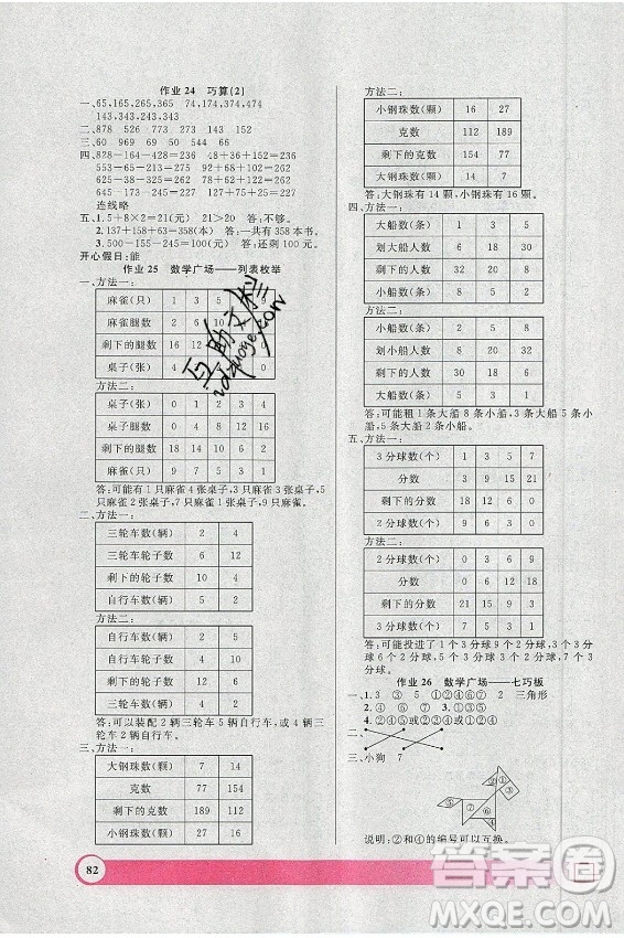 上海大學(xué)出版社2021暑假作業(yè)導(dǎo)與練數(shù)學(xué)二年級上海專版答案